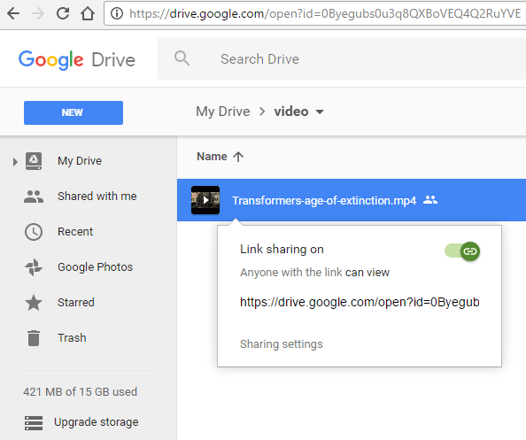 link sharing preview url in google drive