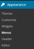 screenshot showing how to navigate to menus from wordpress admin dashboard