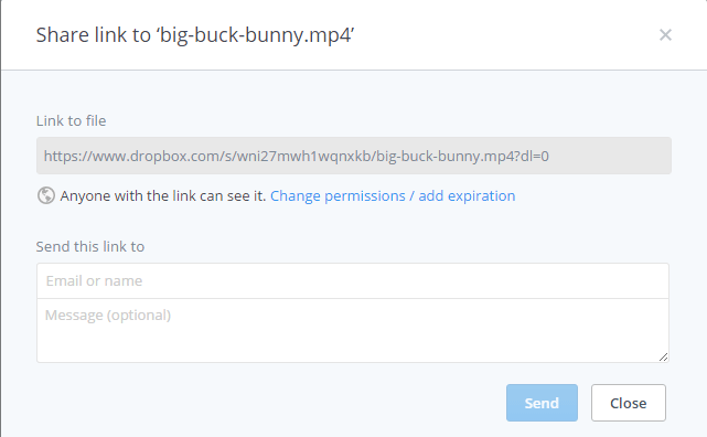 screenshot showing the link to the file in dropbox